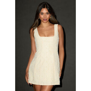 Lulus Debby Cream Lace Pearl Mini Dress White - Size S